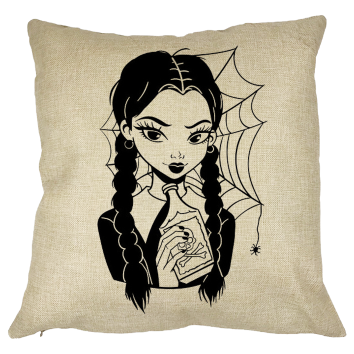 Wednesday Addams Díszpárna 7,40x40 cm, Levehető huzat, Fújtató