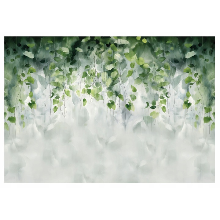 Tapéta Nature Green Leaves 312x219 cm, Nem szőtt Tapéta, Dekoratív, Fal, Nappali