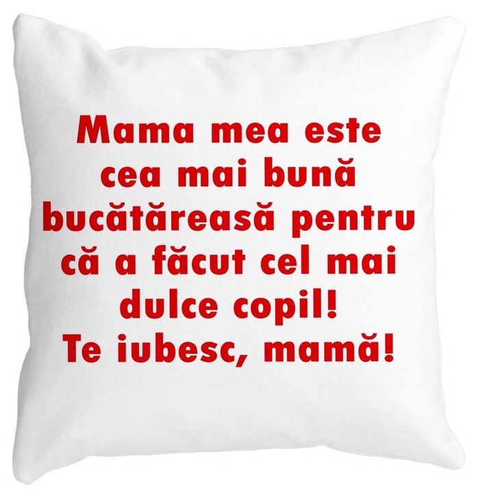 Perna Personalizata, Model Model Pentru Mama Te iubesc 6,40x40 cm, Alba, Mata, Husa Detasabila, Burduf