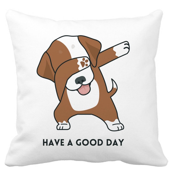 Dekoratív párnahuzat, Jó napot kívánok, Fehér, Matt, 40x40 cm