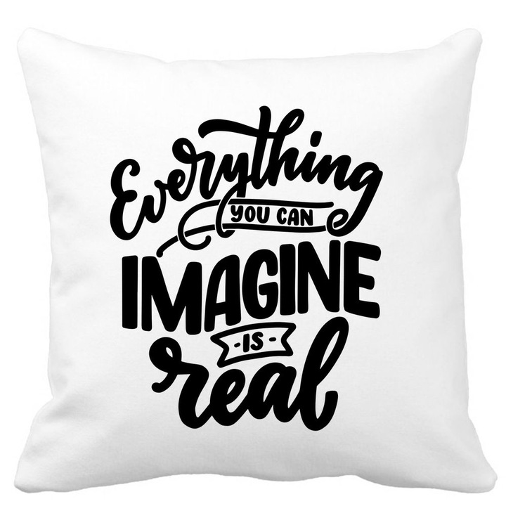 Fata de Perna Decorativa, Everything You can Imagine is Real, Alba, Mata, 40x40 cm