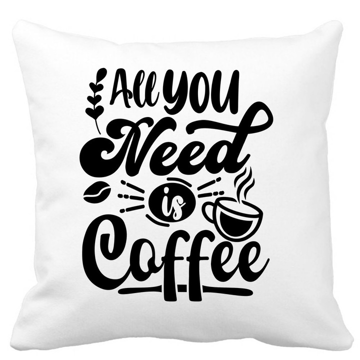 Dekoratív párnahuzat, csak kávé kell, fehér, matt, 40x40 cm
