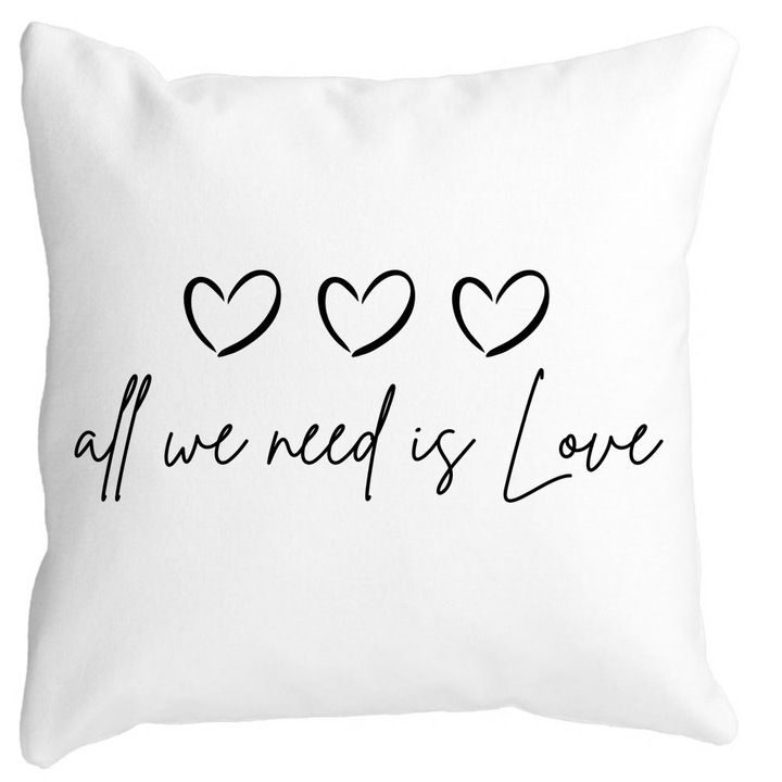 Dekoratív párnahuzat, csak Love, fehér, matt, 40x40 cm