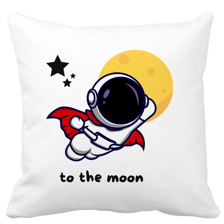 Dekoratív párnahuzat, To the Moon, fehér, matt, 40x40 cm