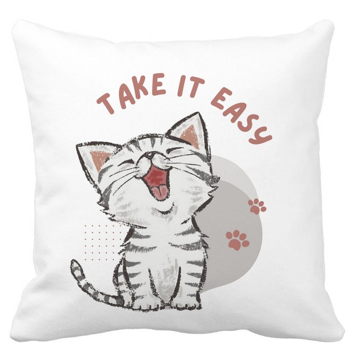 Dekoratív párnahuzat, Take it Easy, fehér, matt, 40x40 cm