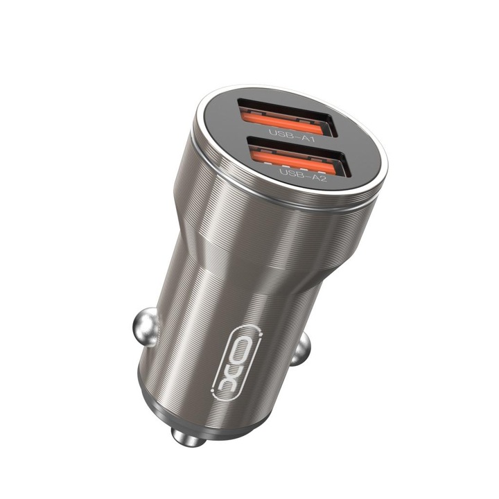 Töltő 12V XO, 12W, 2,4A, 2xUSB-A, acél CC48, grafit