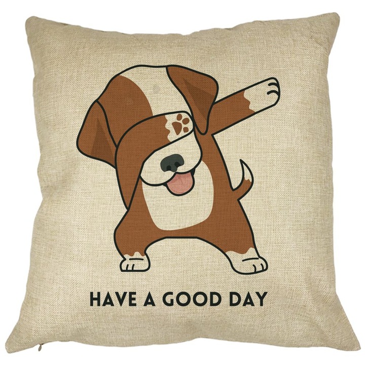 Dekoratív párna, Jó napot, 40x40 cm, Levehető huzat, Fújtató