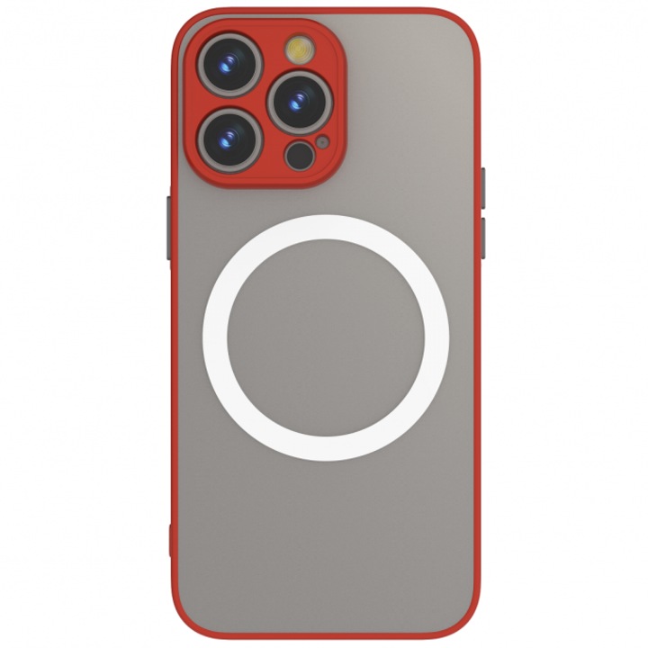 Cellect iPhone 14 Plus mágneses műanyag tok, Piros/Fekete