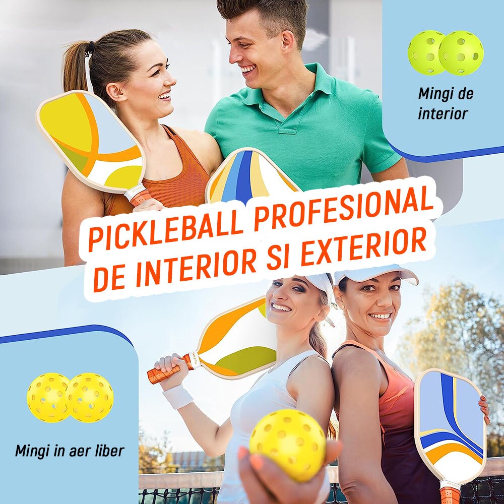 Set rachete bile Pickleball sundiguer 2 rachete 4 bile 1 sac de