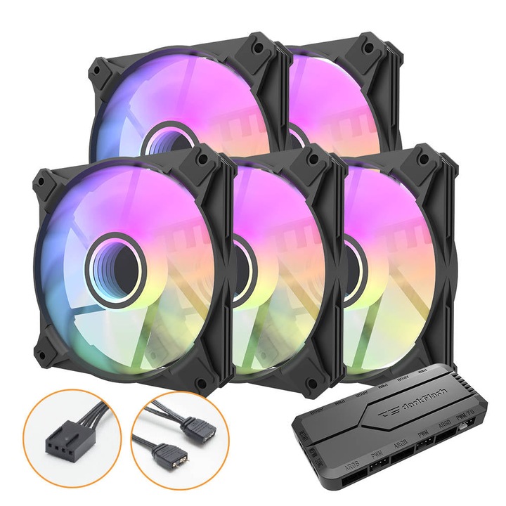 Комплект вентилатори за компютър Darkflash INF8, RGB, 5 броя, 120x120mm