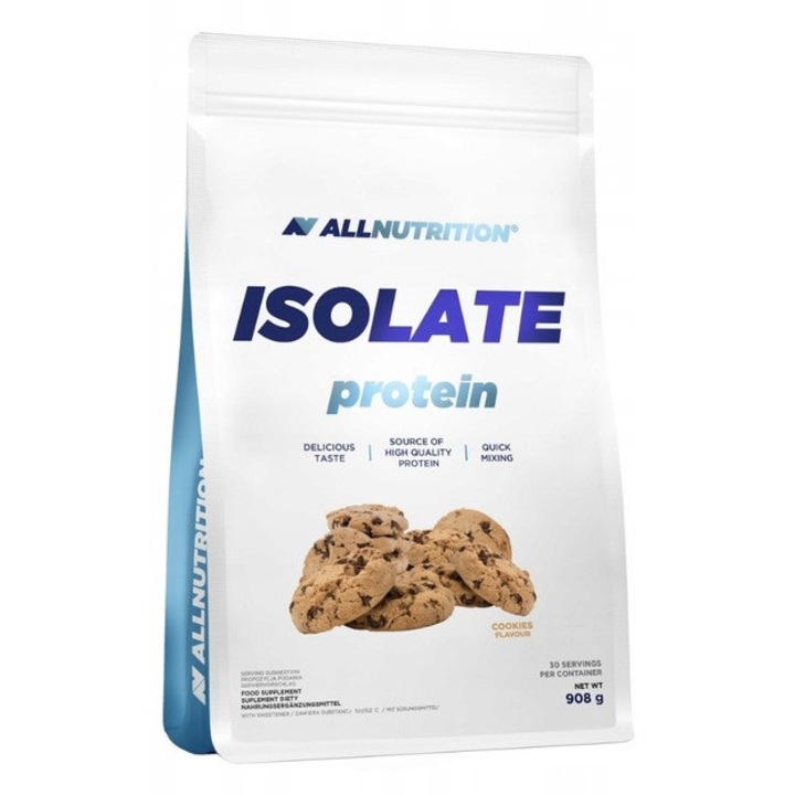 Izolat proteic din zer ALLNUTRITION Isolate Protein, aroma biscuit, 908 g, pudra proteica, proteine