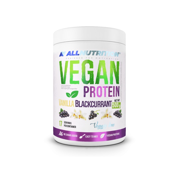 Proteina vegana, Allnutrition, Cu vanilie si coacaze negre, 500 g