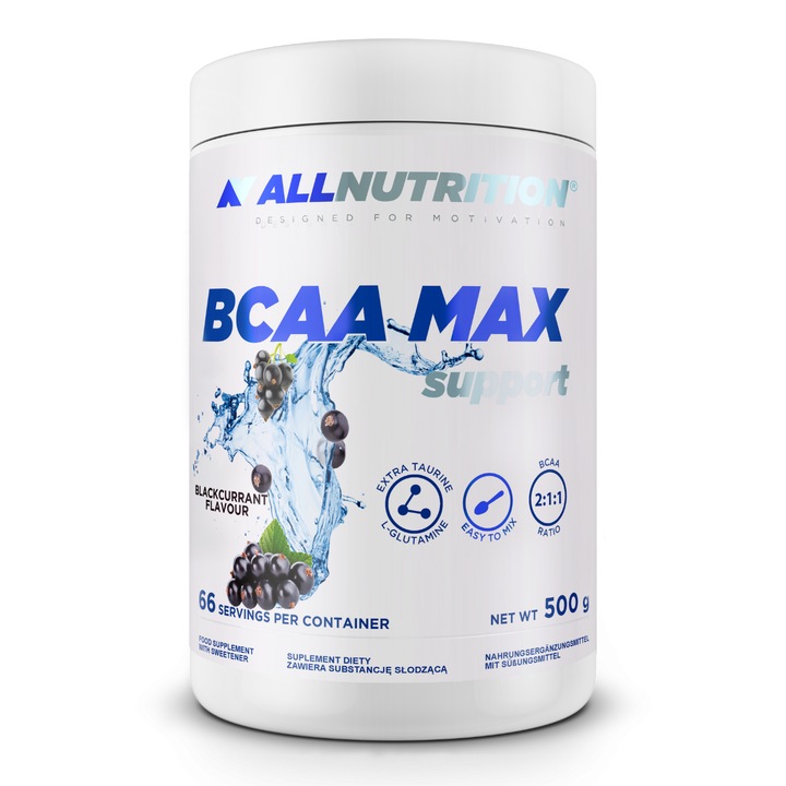 Supliment alimentar, Amino acizi, ALLNUTRITION BCAA Max Support, aroma Afine, 500g, aminoacizi BCAA pulbere