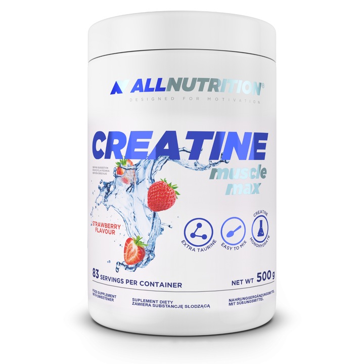 Creatina monohidrata, ALLNUTRITION Creatine Muscle Max, 250 g, aroma Capsuni, performanta fizica, pudra creatina