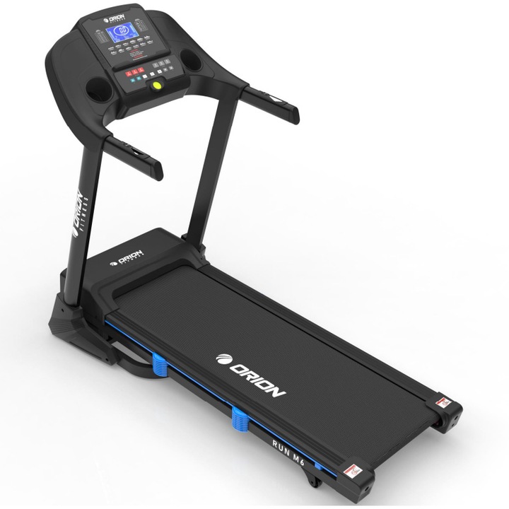 Електрическа бягаща пътека Orion Run M6, двигател 1.75 HP, Bluetooth Fitshow/Kinomap/Zwift, предварително зададени програми, максимално тегло на потребителя 110 кг, електрически наклон, сгъваем, 1-18 км/ч,