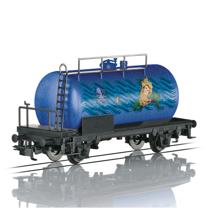 Macheta tren, Marklin, Figurina metalica Aquaman, 15 x 6.5 cm, Albastru/Negru