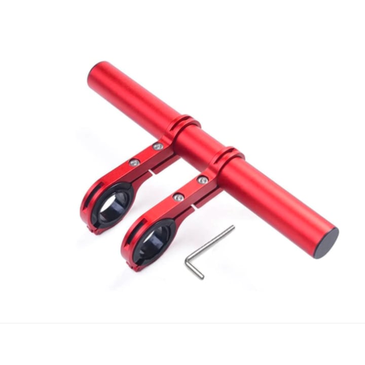 Extensie bara ghidon pentru trotineta electrica, scuter, suport telefon, pedometru, claxon - Comfort, 20 cm, culoare rosu