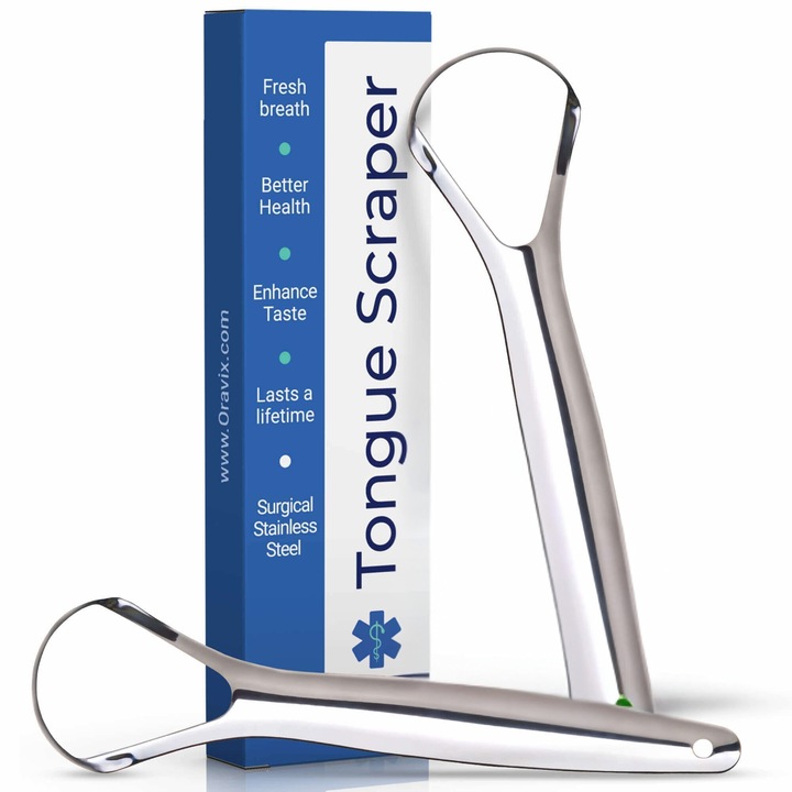 2db nyelvkefe készlet, Oravix, rozsdamentes acél, szájhigiéniára