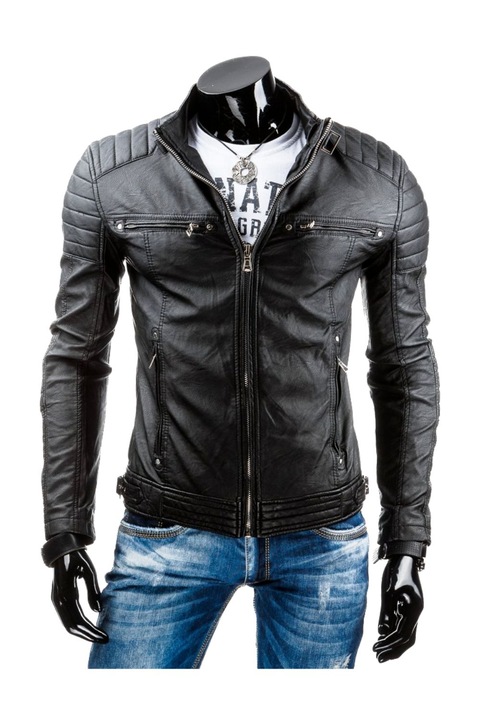 Dstreet Дамско кожено яке черна кожа, Черен, 2XL