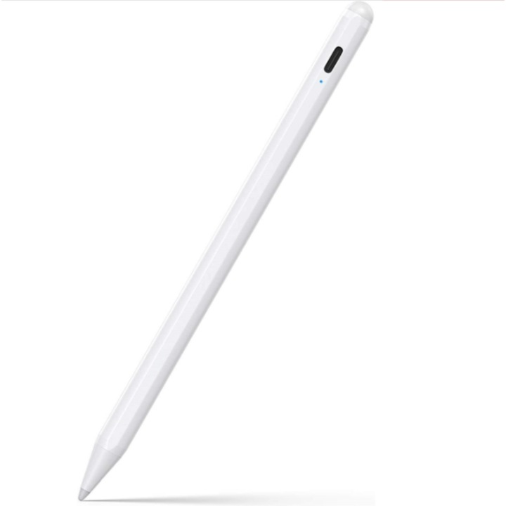 Stylus activ pentru iPad, varf de 1,0 mm, tehnologie de respingere a palmei, alb