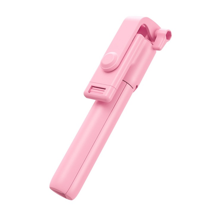 Selfie Stick, Ronyes® távirányítóval és állvánnyal, vezeték nélküli, Bluetooth, Fény nélkül, 100 cm, Rózsaszín