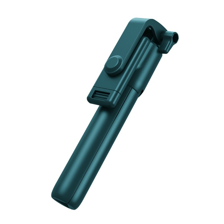 Selfie Stick, Ronyes® távirányítóval és állvánnyal, vezeték nélküli, Bluetooth, Nincs fény, 100 cm, Sötétzöld