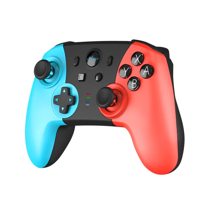 Безжичен контролер ABYZ, За Switch/PS3/Windows/Android/TV, Шест оси, NFC програмиране, Червен/Син