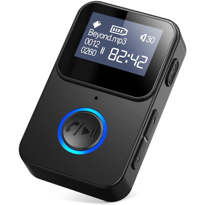 Player MP3, JeiibrZui, Bluetooth, 2.1 x 1.2 inch, 6 h, Negru