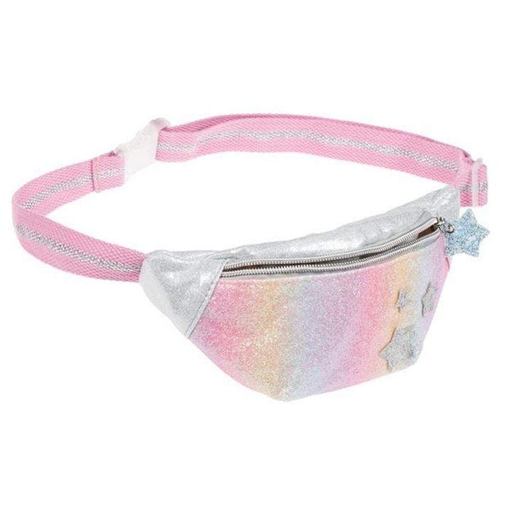 Gyerektáska, pénztárca típusú, szivárvány csillámmal, 22x4x10 cm, ATU-083719