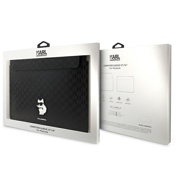Husa pentru laptop, KARL LAGERFELD, Piele, Negru, 14"