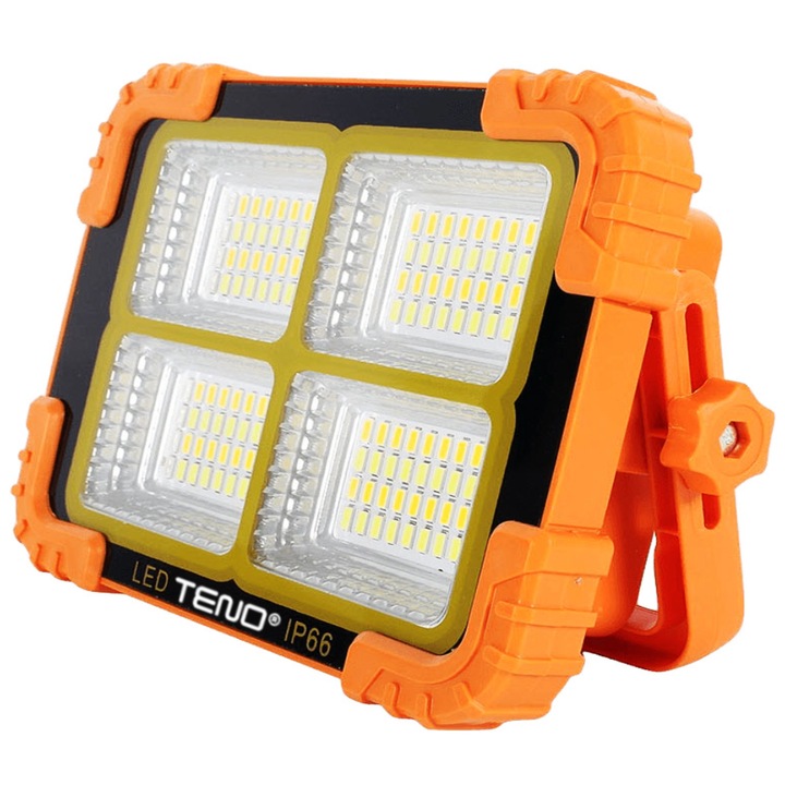 Соларна лампа Teno, LEDs, 4 режима на осветление, IP66 защита, Аварийни светлини, Захранваща банка, Преносима, Водоустойчива, Външна, Оранжев