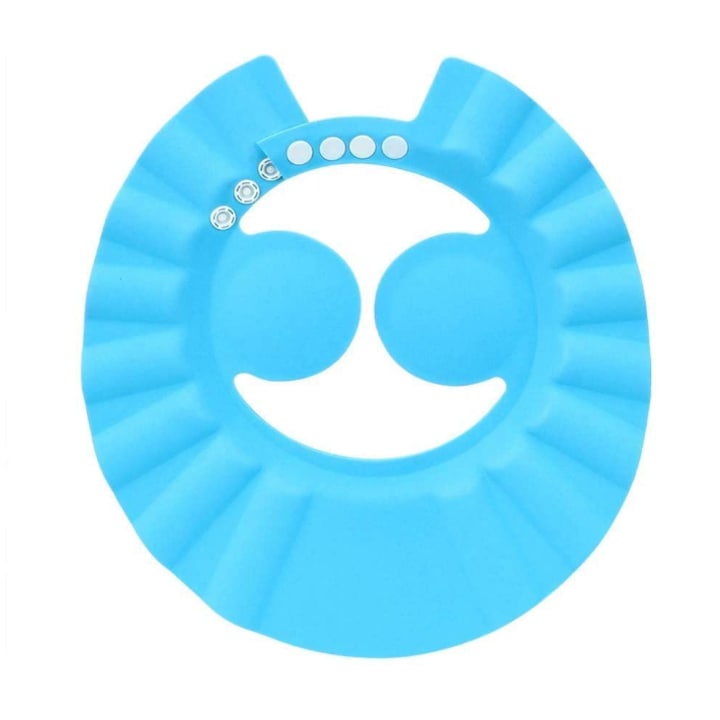 SUPER TRENDS® Шапка за баня против шампоан, Детска шапка за защита на очите и ушите, регулируема, синя