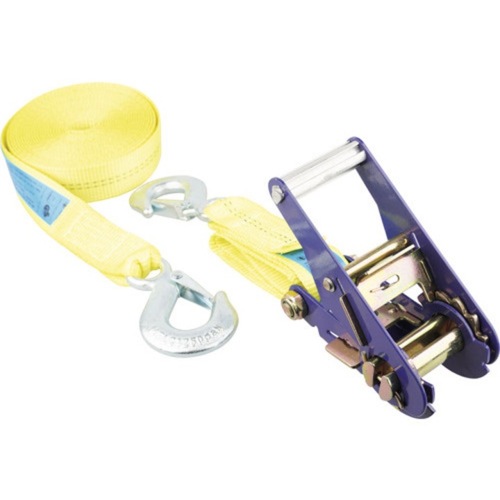 Set Chingi De Fixare Cu Clichet Si Carabiniera Mamutec 35mm X 6m, Max. 2500kg, Galben, 2 Piese