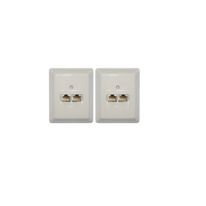Комплект от 2 контакта Utp, двойни с гнезда Rj45