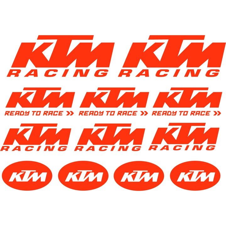 Set 12 Stickere Moto, KTM Racing, Portocaliu