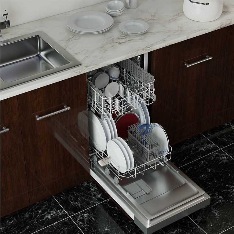 Masina de spalat vase semi incorporata HDW21-4560SBI/X, 45cm, Clasa E, Hyundai