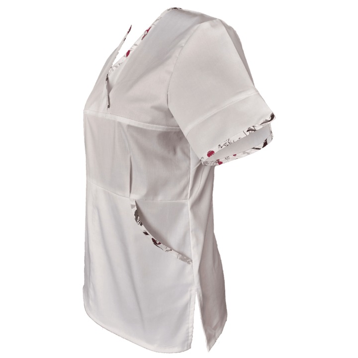 Halat Medical dama, Pe Stil, Model Sanda, Garnitura Stil Japonez, Poliester/Bumbac/Elastan, Alb, M INTL