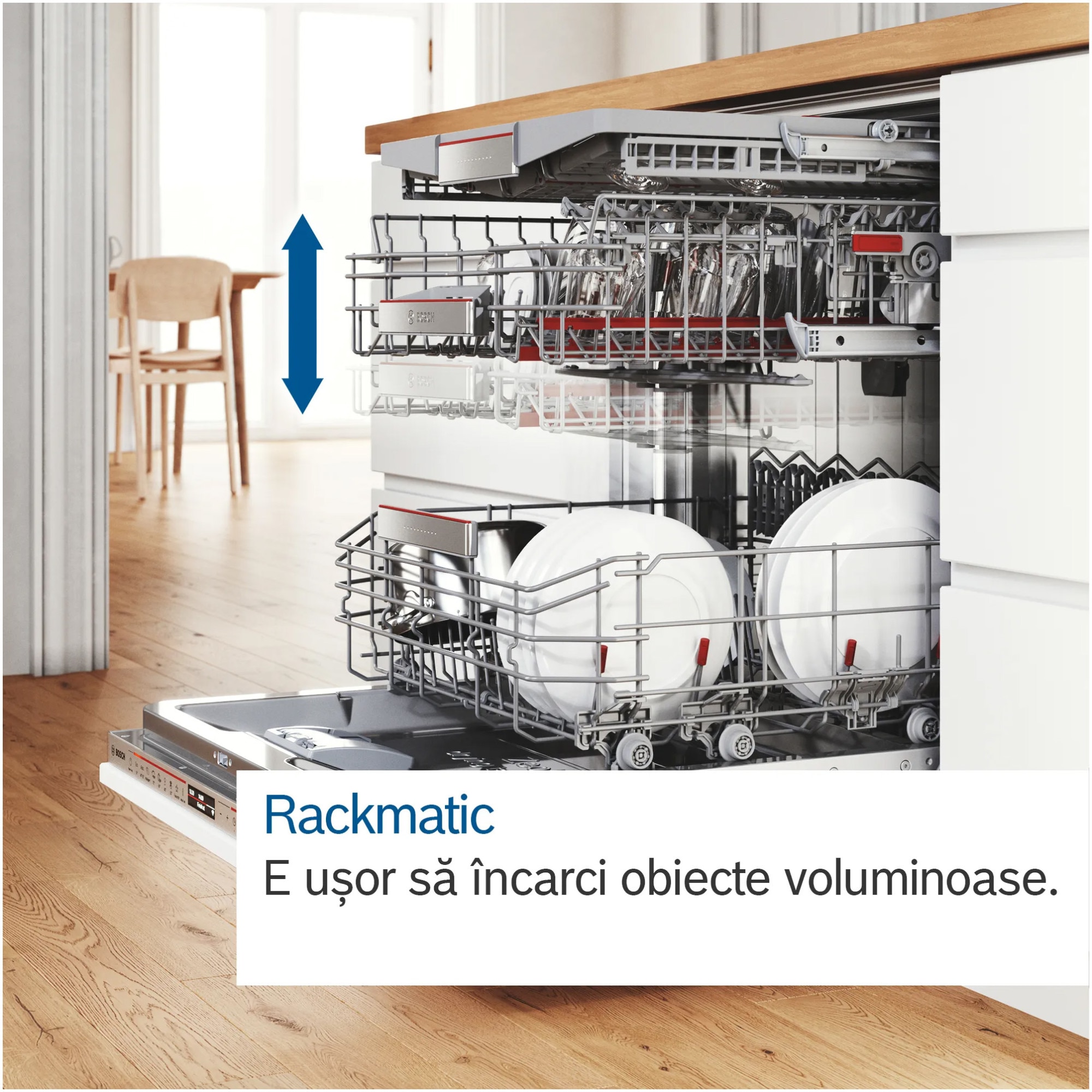 Masina de spalat vase incorporabila Bosch SMV6ZCX10E, 14 seturi, 6 programe, Clasa B, PerfecDry, sertar Rackmatic, SilencePro, Time light, Tab-count, Home Connect, 60 cm