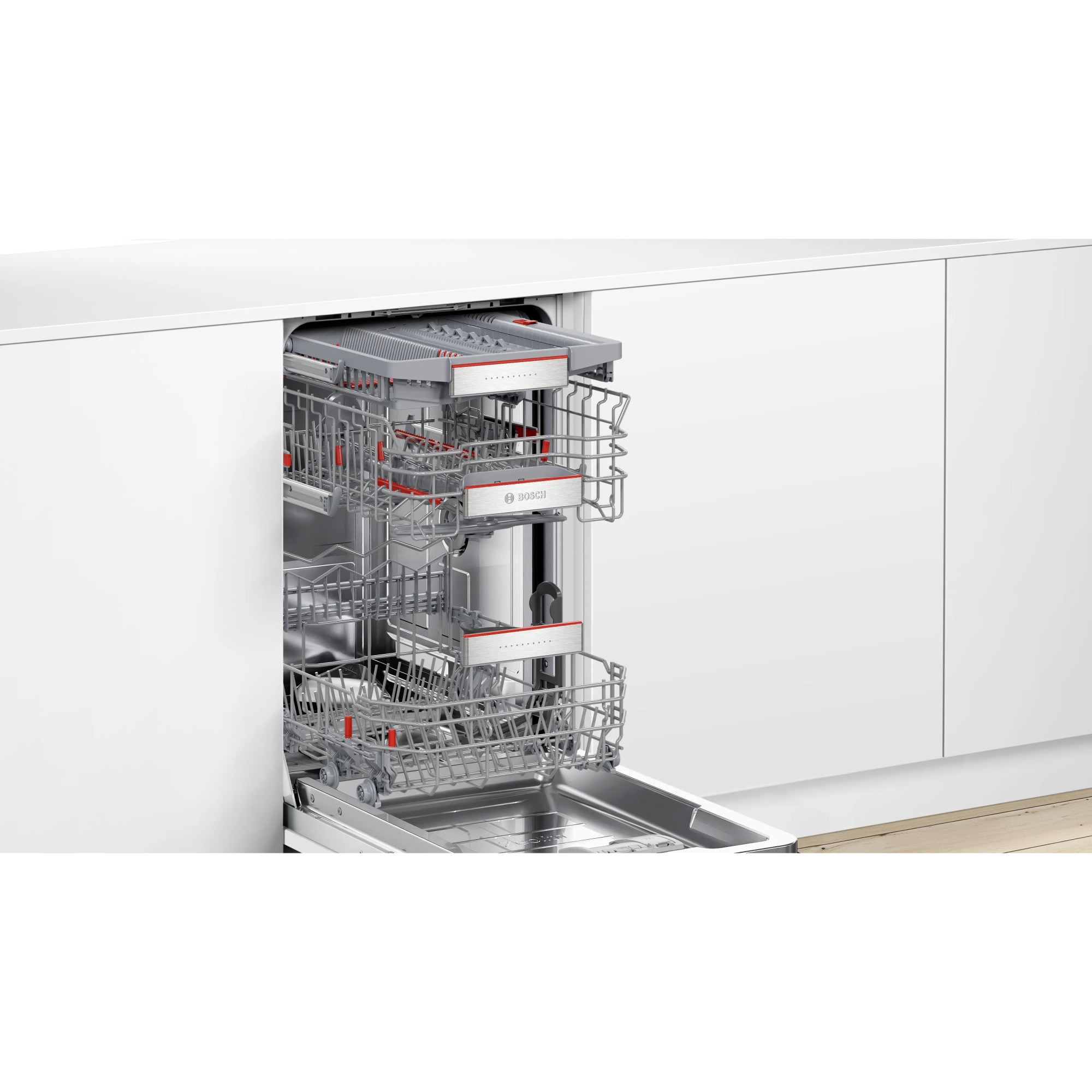 Masina de spalat vase incorporabila Bosch SPV6YMX08E, 10 seturi, 6 programe, Clasa B, PerfectDry, sertar Rackmatic, Silence Plus, Time light, Emotion light, Tab-count, Home Connect, 45 cm