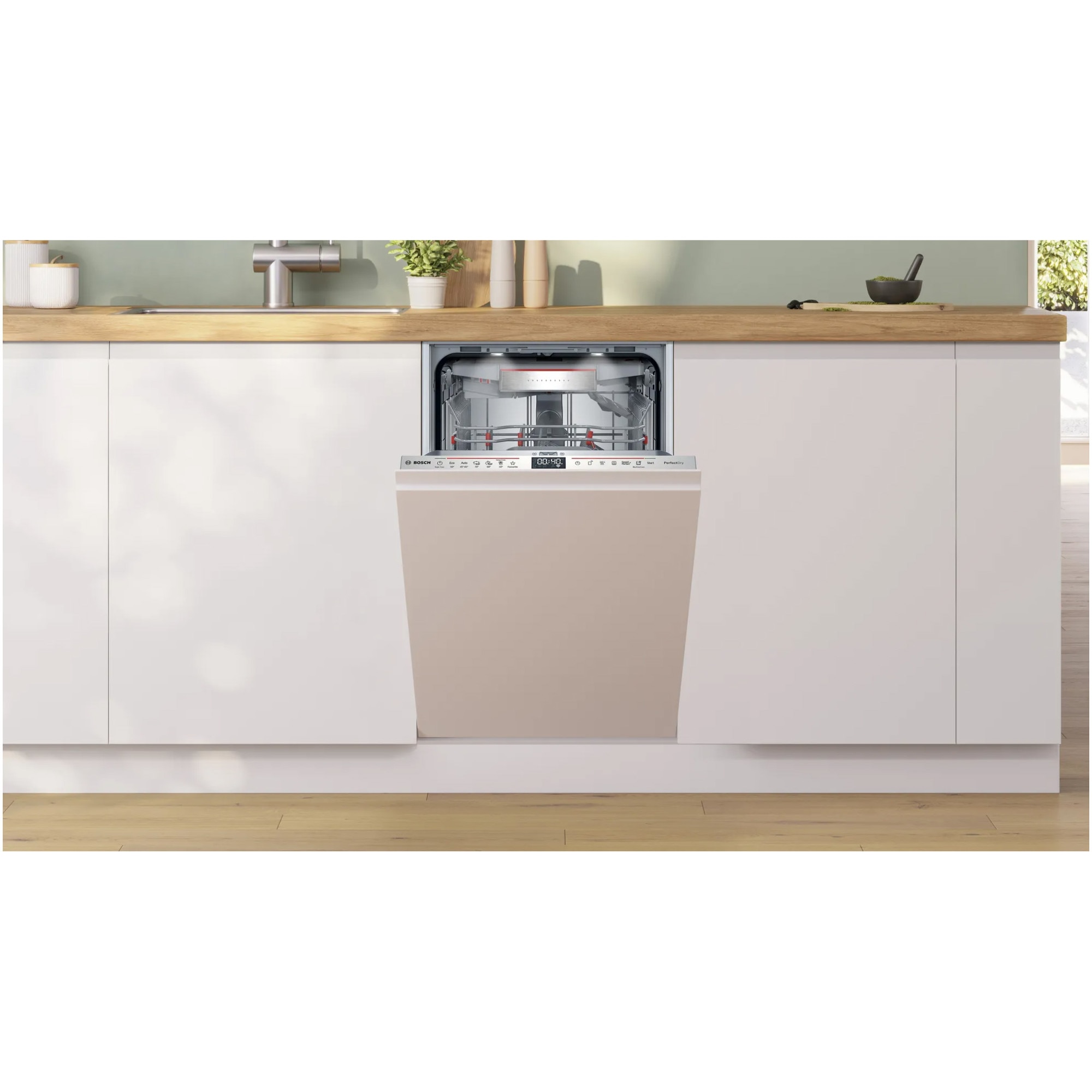 Masina de spalat vase incorporabila Bosch SPV6YMX08E, 10 seturi, 6 programe, Clasa B, PerfectDry, sertar Rackmatic, Silence Plus, Time light, Emotion light, Tab-count, Home Connect, 45 cm
