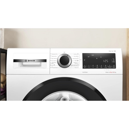 Пералня със сушилня Bosch WNG24400BY, 9 кг пране, 6 кг сушене, 1400 об/мин, Клас Е, EcoSilence Drive, Бял
