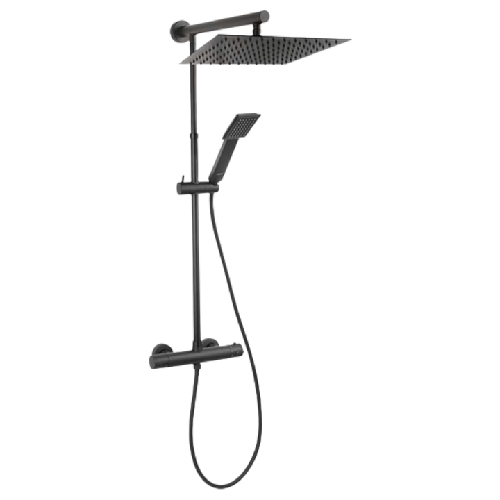 Sistem de dus cu baterie termostatata Ferro Trevi Square, negru