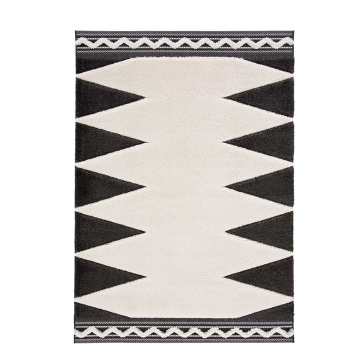 Covor, Royal Carpet, 100% poliester, Fara 65212-609,160 x 230cm, alb negru