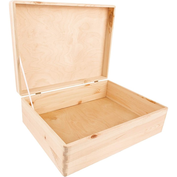 Set de 6 cutii de depozitare cu capac, Creative Deco, lemn natural nevopsit, natur, 25x17x4cm