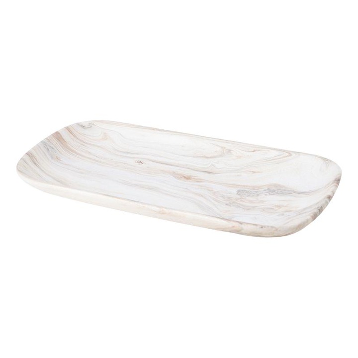 Vas decorativ, Eurofirany, Ceramica, Alb, 30x16x3 cm