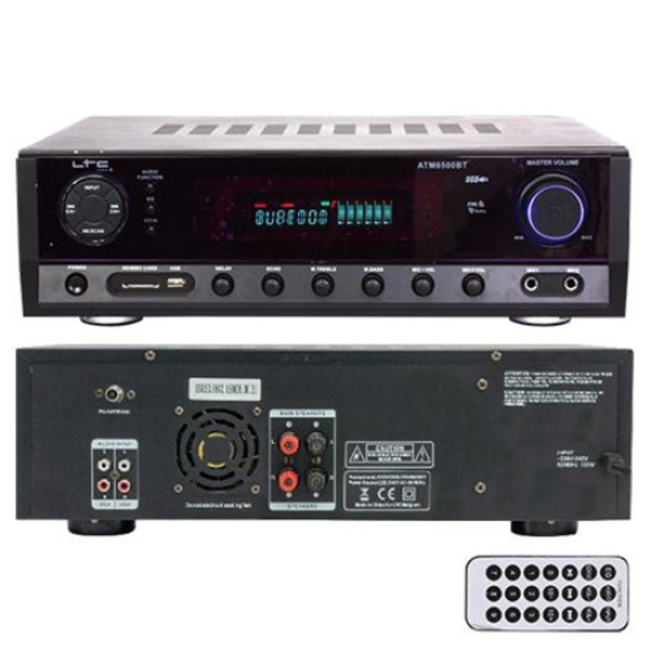Усилвател 2x50w Fm/bt/usb/sd/aux 2 линии микрофон