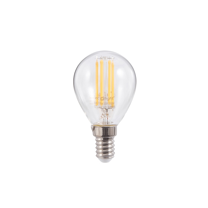 LED крушка, ECO-LIGHT, E14, 6W, 720 lm, 2700К, топло бяла