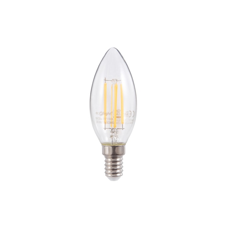 LED izzó E14 6W Filament, Meleg fehér (2700K)