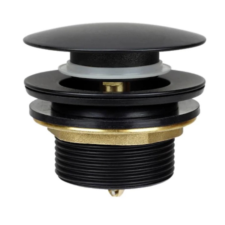 Ventil Universal klik-klak, actionare push-up, finisaj negru mat