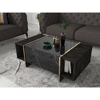 Masuta Cafea, UnicUtil®, Masuta Cafea Dreptunghiulara, Masuta Cafea Design Multifunctional Modern, PAL Stejar 18 Mm, Structura Solida Rezistenta, Spatiu Generos Pentru Living Sau Birou, Masuta Cafea Eleganta Pentru Cafea Si Decor, 104X60X37 Cm, Negru